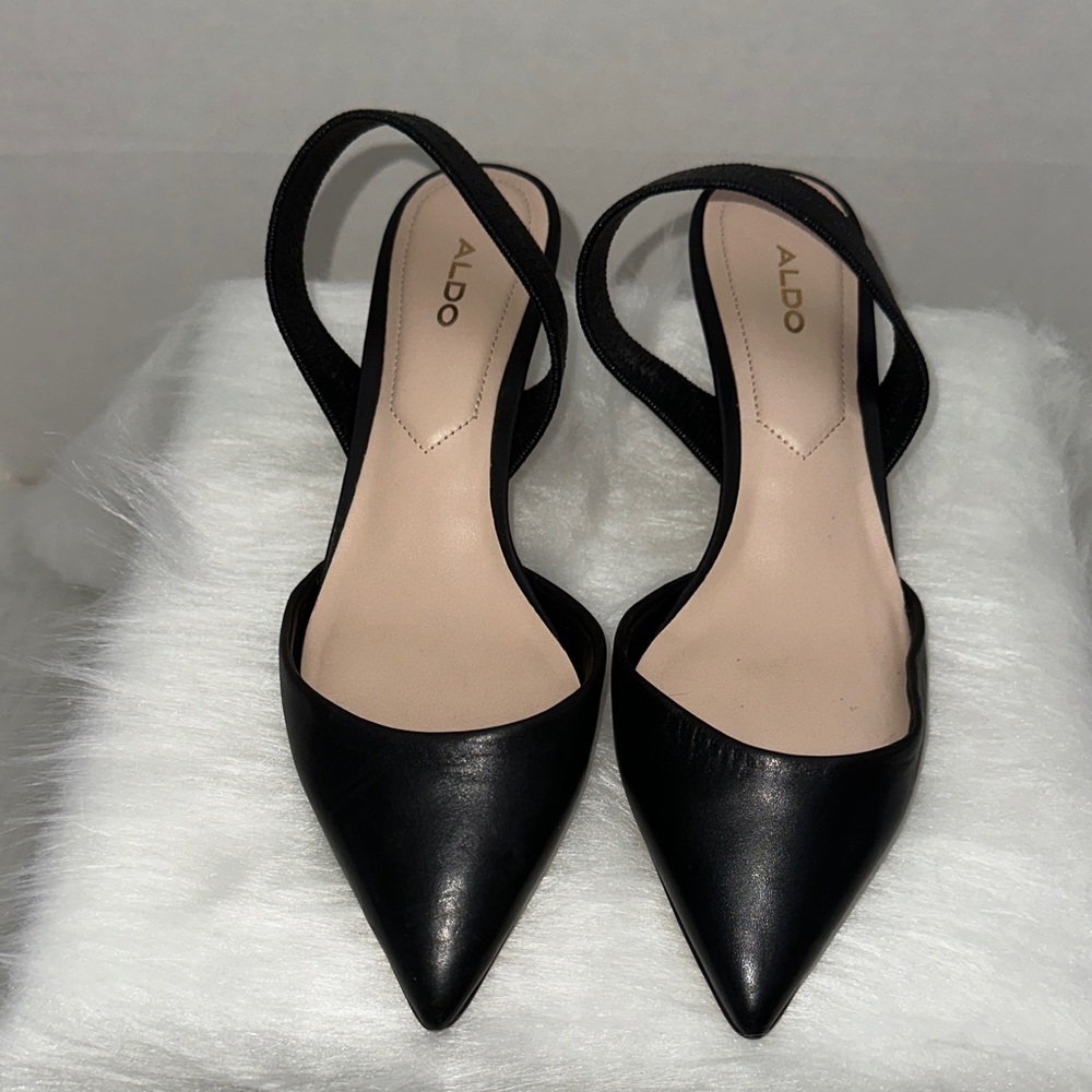 Aldo Black Pointed Slingback Flats